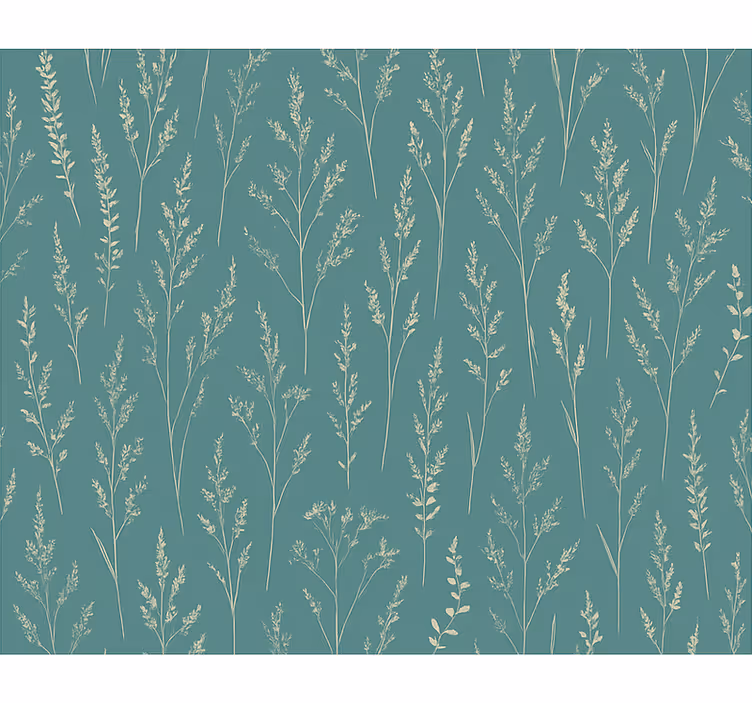 Flowers wallpaper in muted teal wild meadow - TenStickers