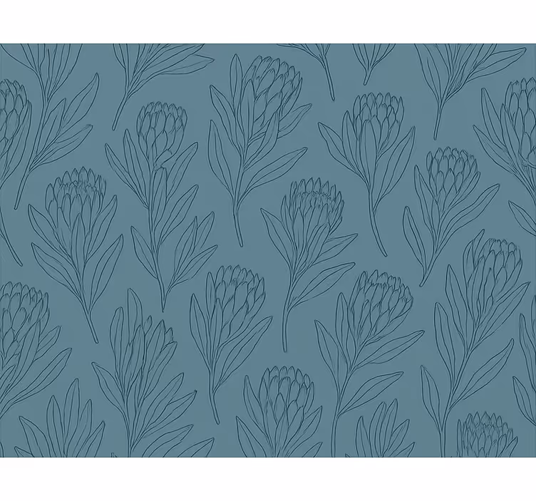 Flowers wallpaper in muted teal stylized flowers - TenStickers
