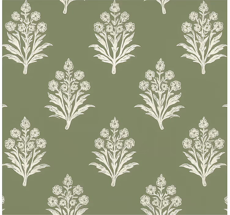 Flowers wallpaper muddy green floral print - TenStickers