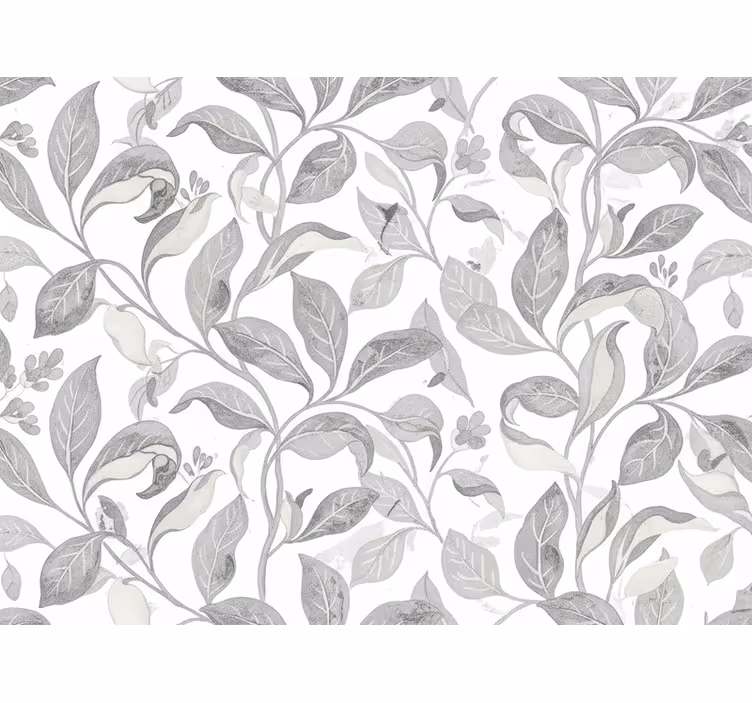 Leaves wallpaper rustic grey foliage - TenStickers