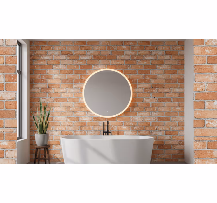 Stone effect wallpaper cold orange bricks - TenStickers