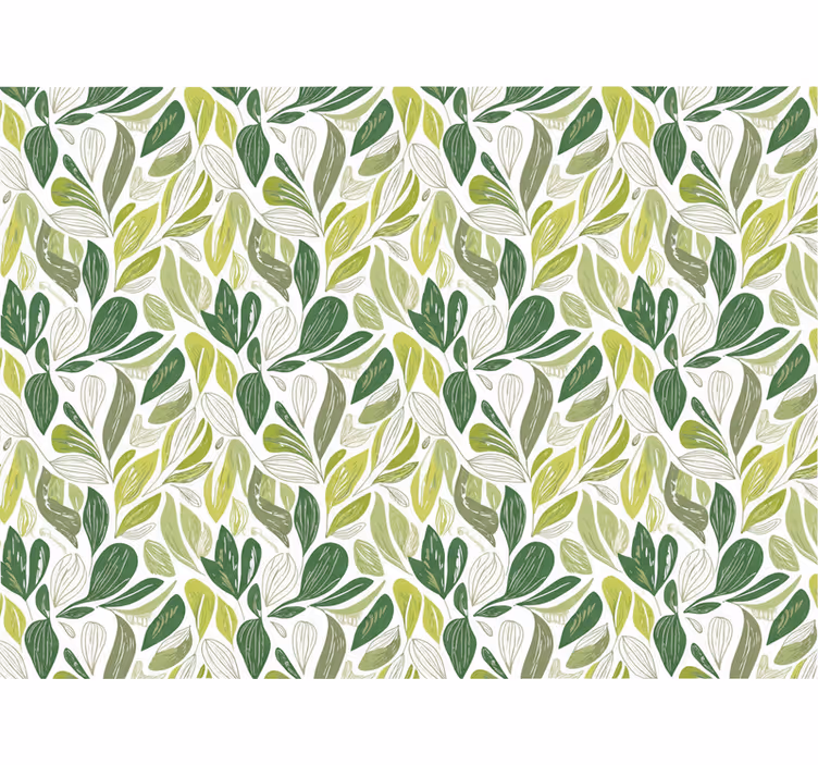 Leaves wallpaper in green and beige pattern - TenStickers