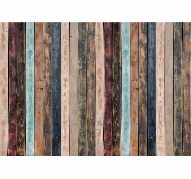 Rustic wallpaper colorful painted vertical boards - TenStickers