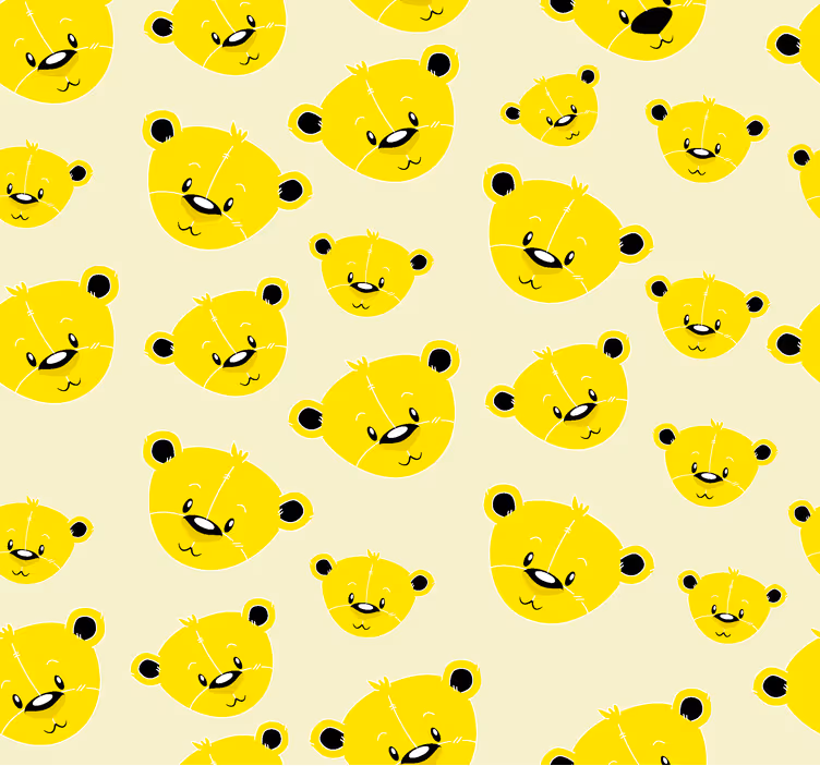 Yellow wallpaper with bear pattern - TenStickers