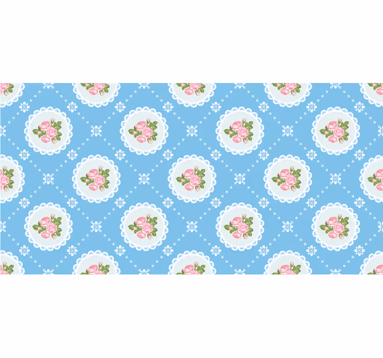Blue wallpaper floral lace design - TenStickers