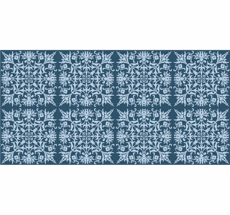 Blue wallpaper with french provincial floral design - TenStickers