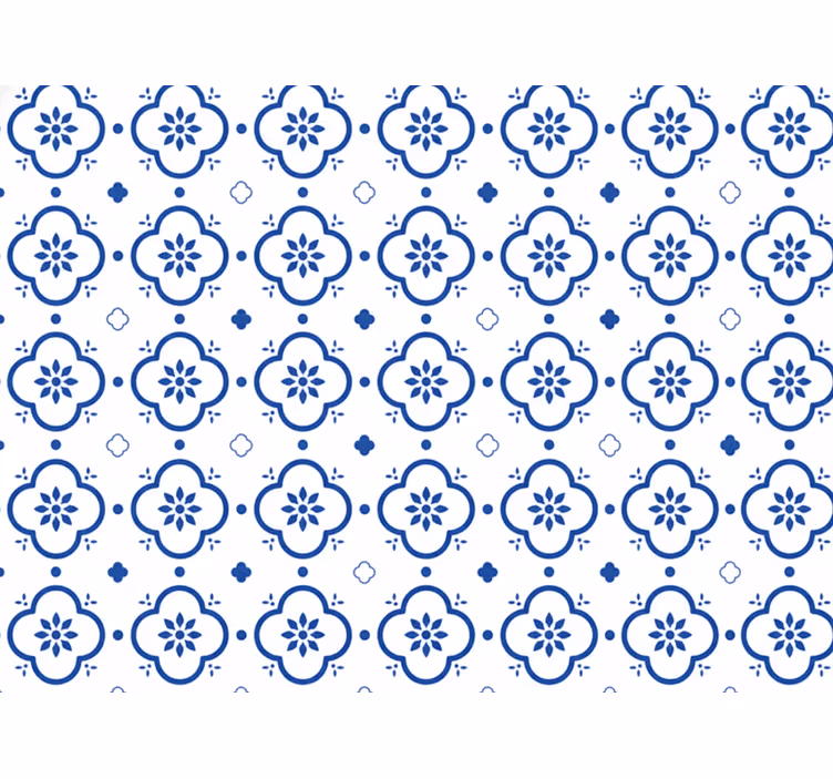 Wallpaper white blue tiles - TenStickers