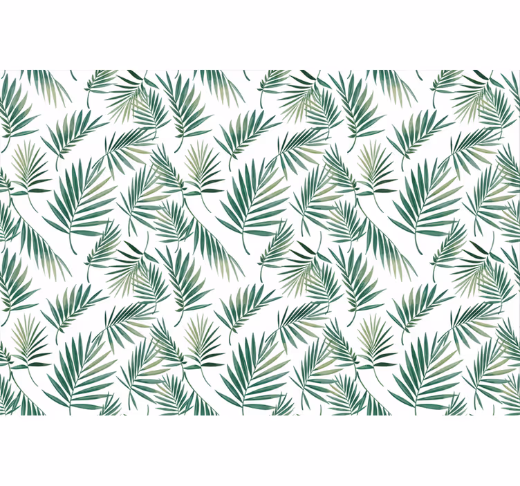 Wallpaper white scandinavian green leaf design - TenStickers