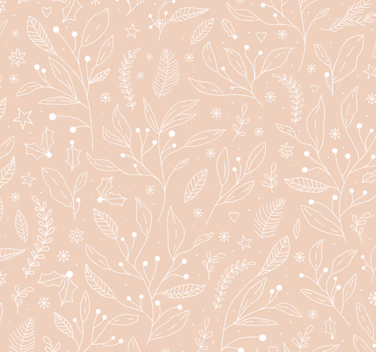 Beige wallpaper with festive christmas plants - TenStickers