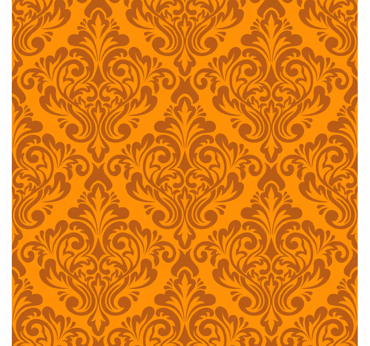 Orange wallpaper vintage orange damask design - TenStickers