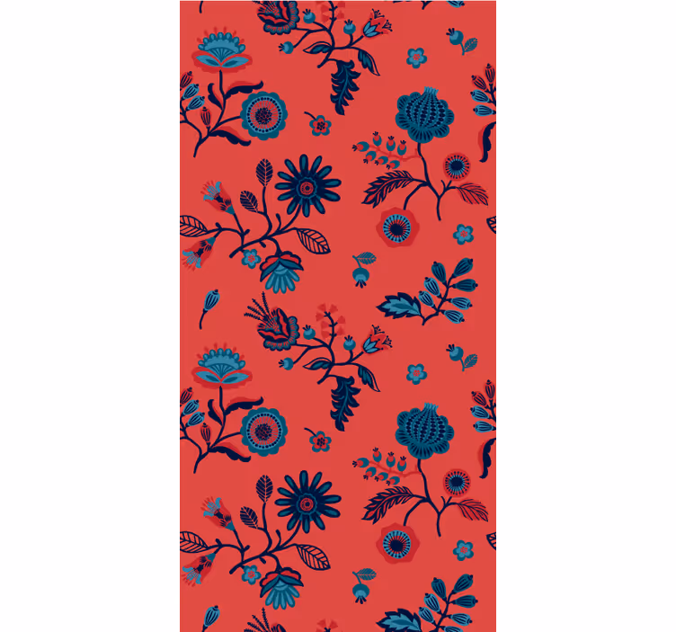 Red wallpaper with traditional colorful polish design - TenStickers