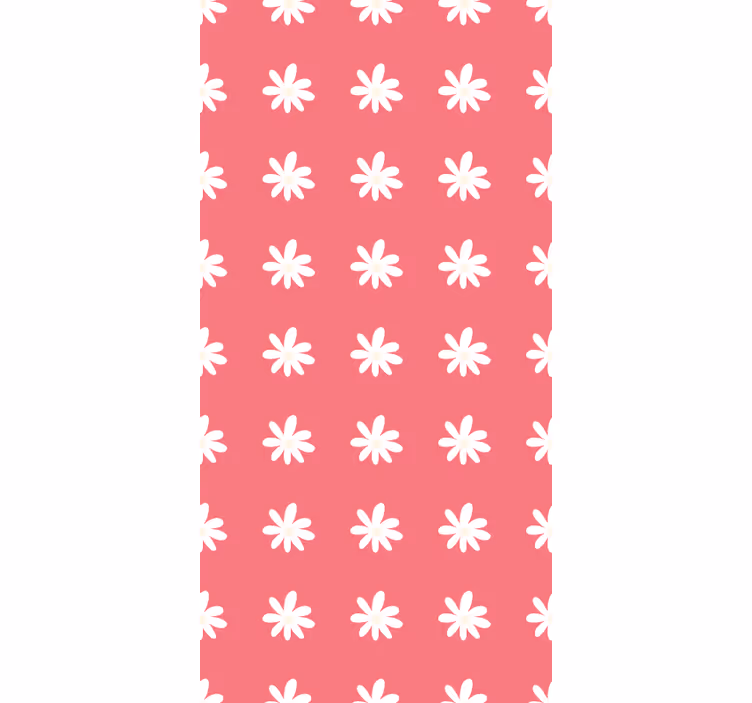 Red wallpaper with pink daisy pattern - TenStickers