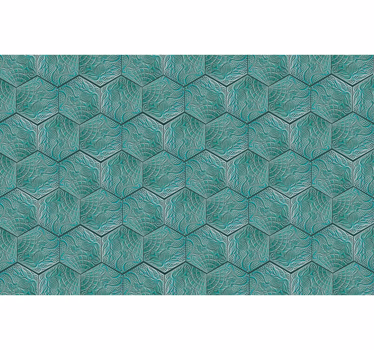 Green wallpaper gaudí tile green - TenStickers