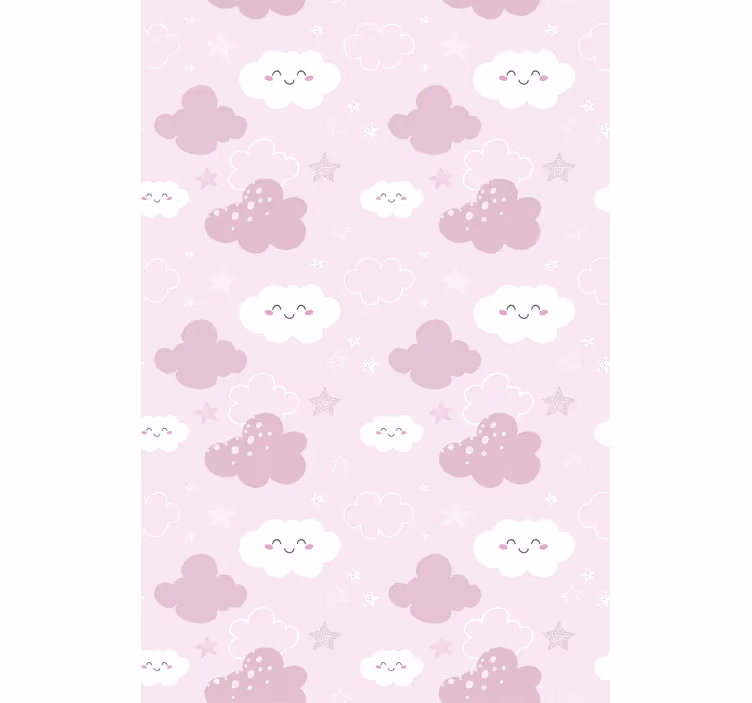 Pink wallpaper with white happy design - TenStickers