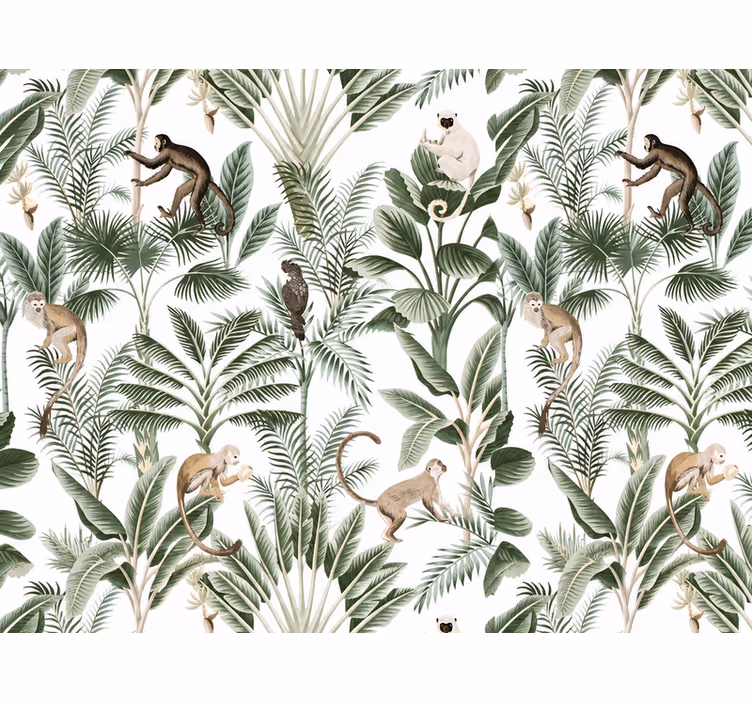 Landscape wallpaper with animals and palm trees - TenStickers