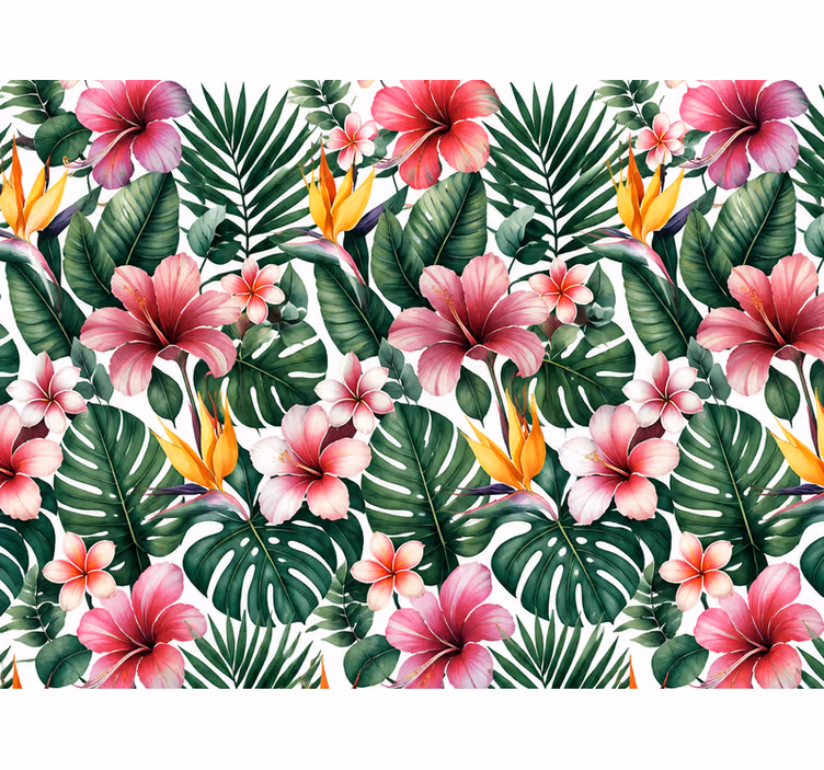 Colorful jungle leaves wallpaper - TenStickers