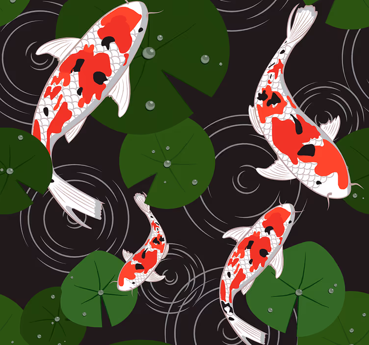 Koi Pond Scenery fishes wallpaper - TenStickers