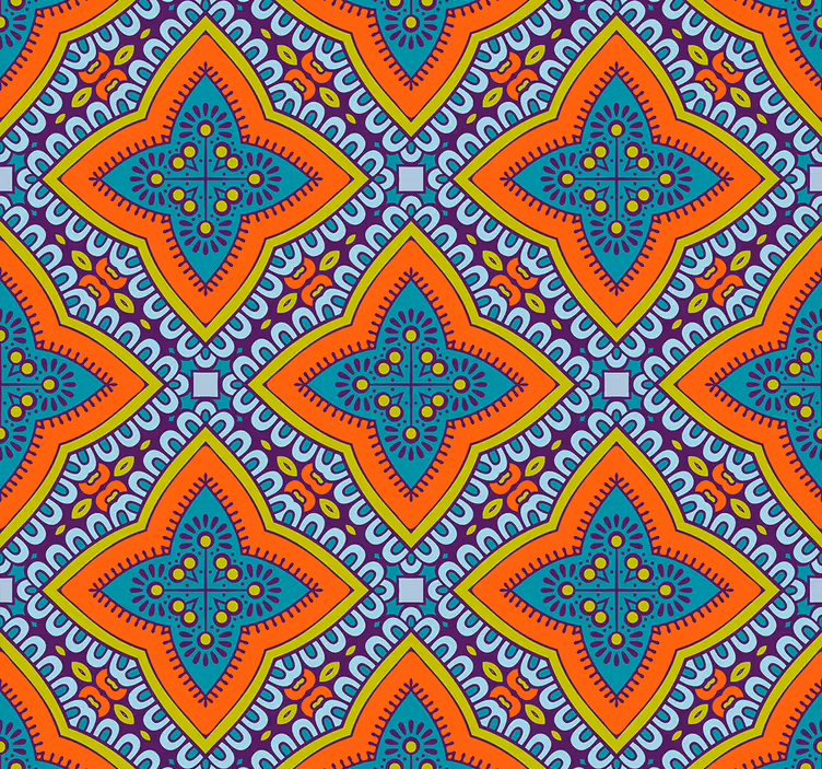 Ornamental Wallpaper colorful oriental style - TenStickers