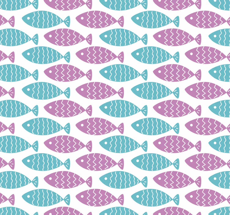 Childrens wallpaper nordic style fish - TenStickers