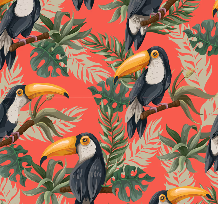 Toucans pattern Nature Wallpaper - TenStickers