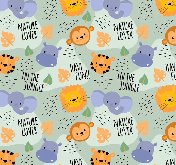 Jungle baby pattern animals wallpaper - TenStickers