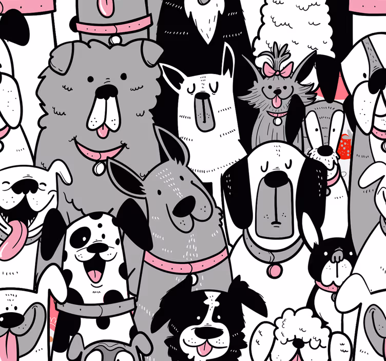 Dog Contours Childrens Wallpaper - TenStickers