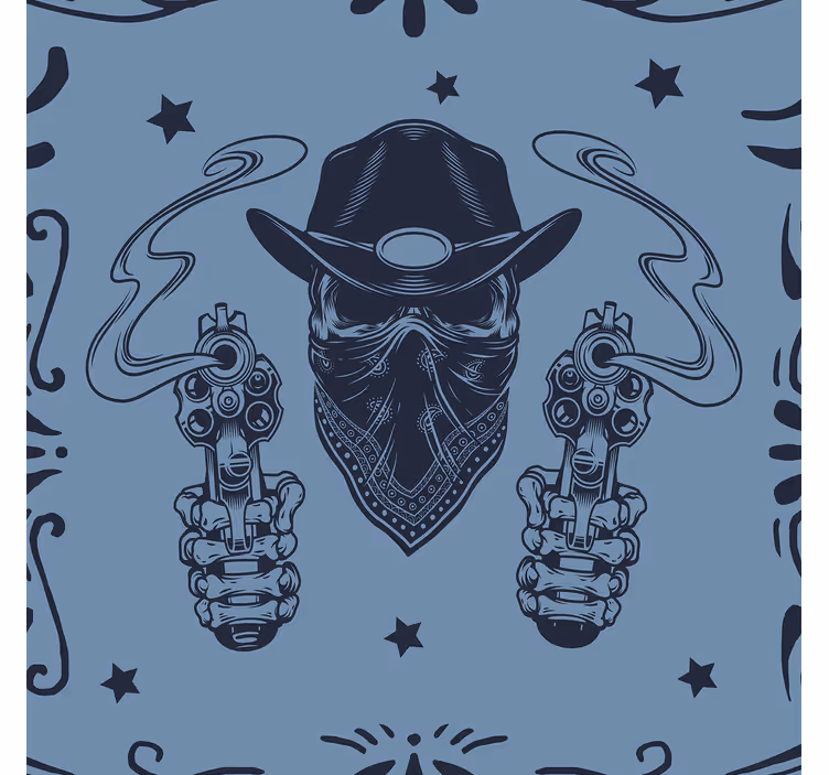 Cowboy skull and flock Vintage Wallpaper - TenStickers