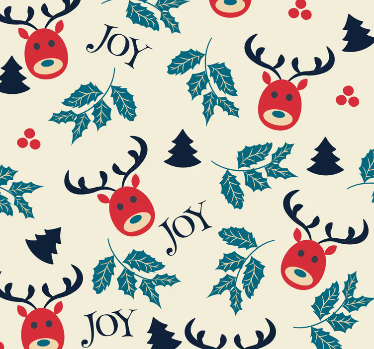 Joy and reindeer  Living Room Wallpaper - TenStickers