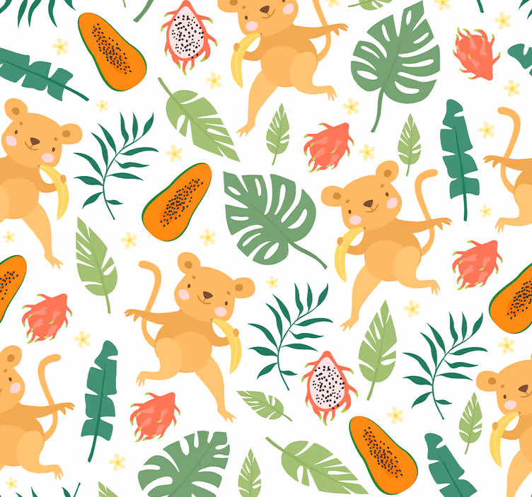 Tropical monkey in branches Animal Wallpaper - TenStickers