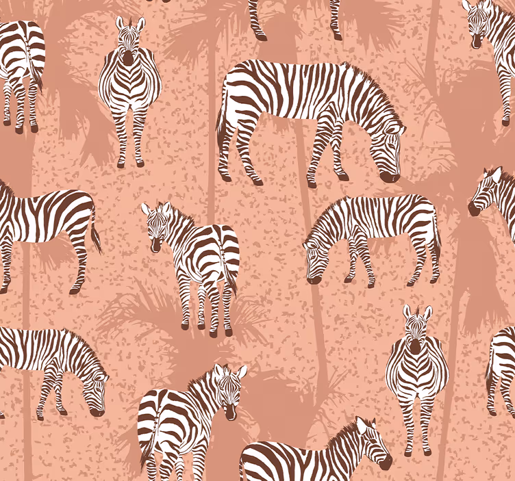 Zebra and palms brown Animal wallpaper - TenStickers