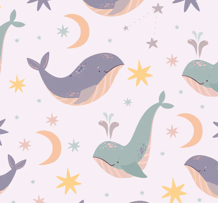 Whimsical Whale Patterns animals wallpaper - TenStickers
