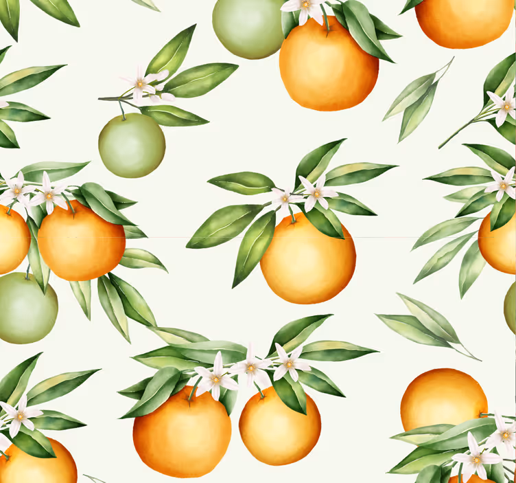 Citrus Fruit Motif wallpaper for dining area - TenStickers