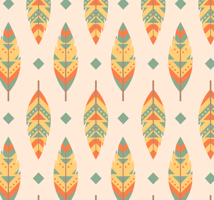 Multicolor feathers vintage Vintage Wallpaper - TenStickers