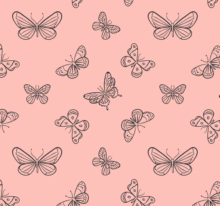 Black and pink butterflies wallpaper - TenStickers