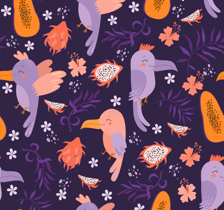 Tropical Bird Pattern animals wallpaper - TenStickers