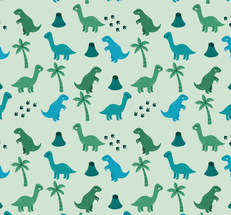 Green dinosaurs Childrens Wallpaper - TenStickers