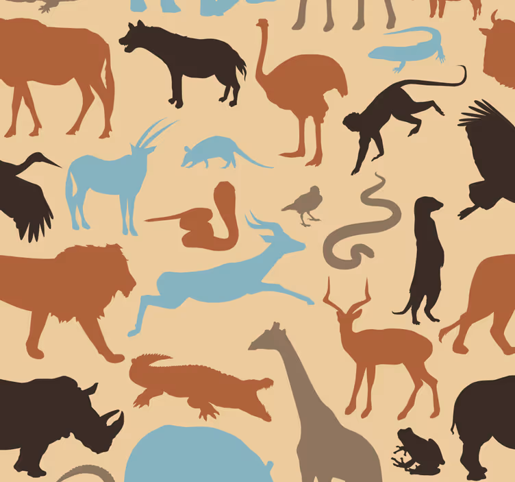 Silhouette safari animals wallpaper - TenStickers