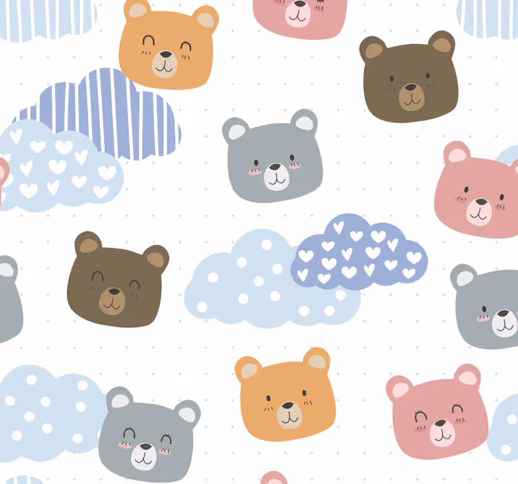 Minimalistic bear smile  Animal Wallpaper - TenStickers