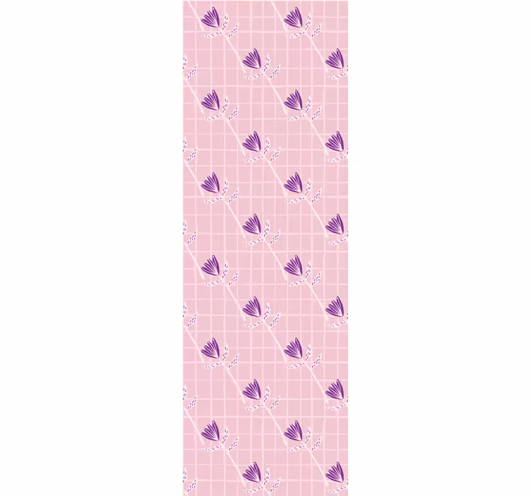 Purple flower shapes in square Flower Wallpaper - TenStickers