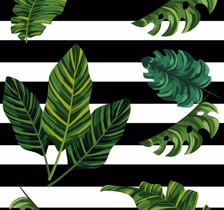 Tropical leaves and geometric figures wallpaper - TenStickers