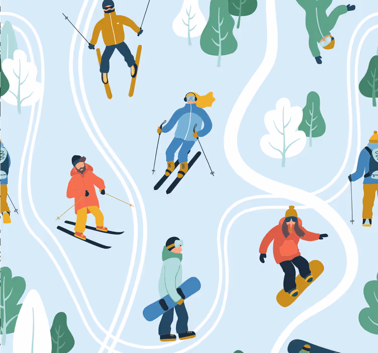 Playful Winter Sports nursery room wallpaper - TenStickers