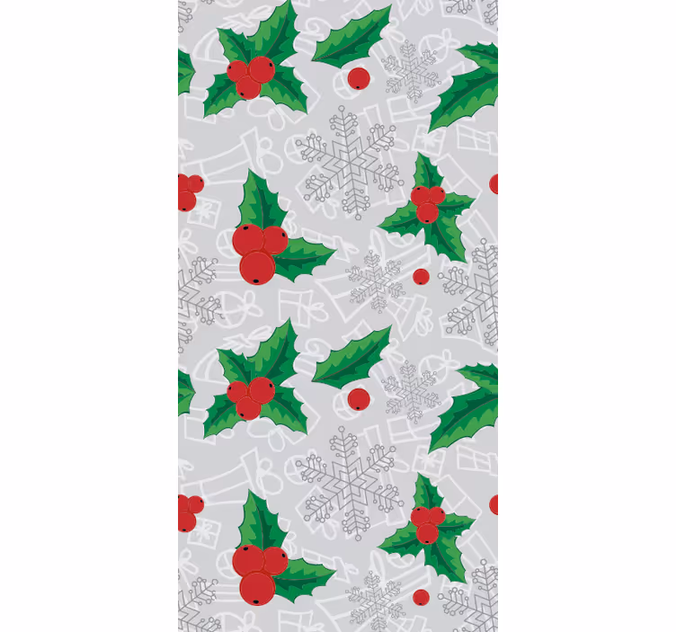 Festive Holly Pattern holiday christmas wallpaper - TenStickers