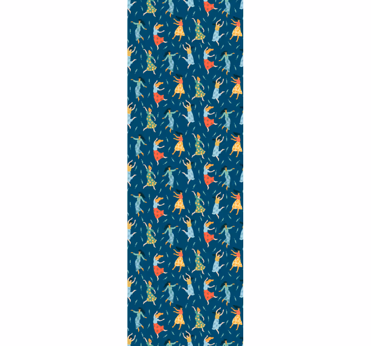 Blue wallpaper with dancing women design - TenStickers