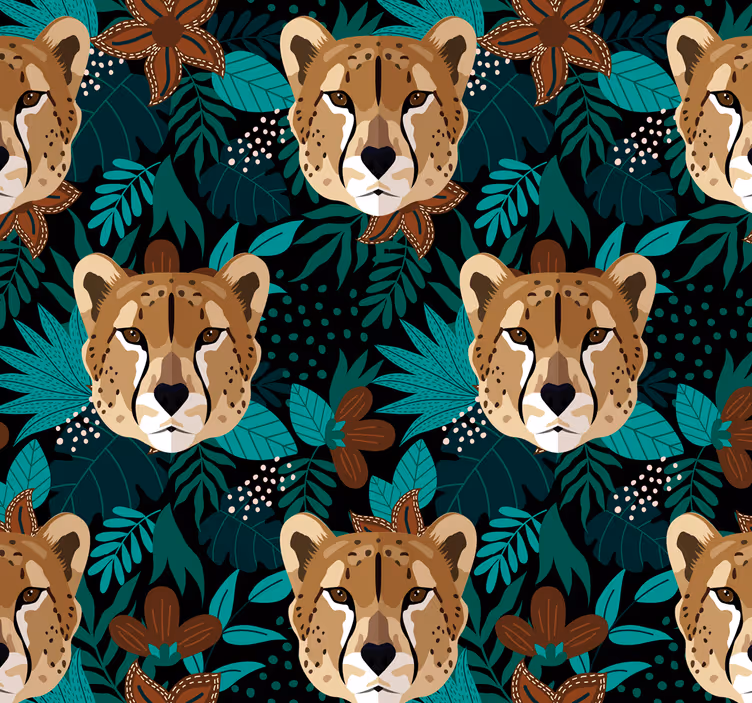 Jungle Cheetah Pattern animals wallpaper - TenStickers