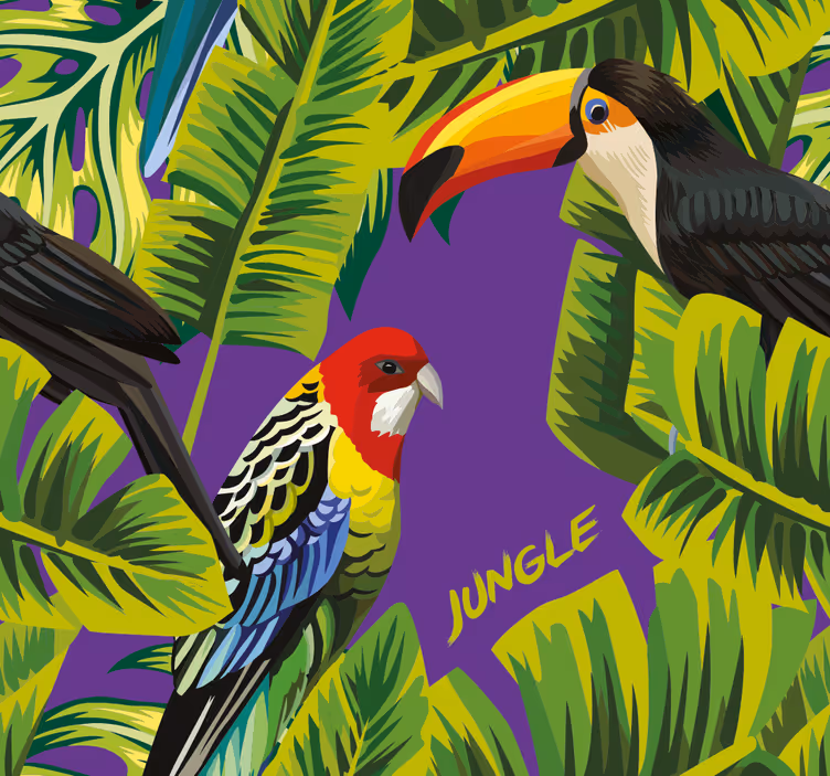 Tropical Bird Paradise parrots wallpaper - TenStickers