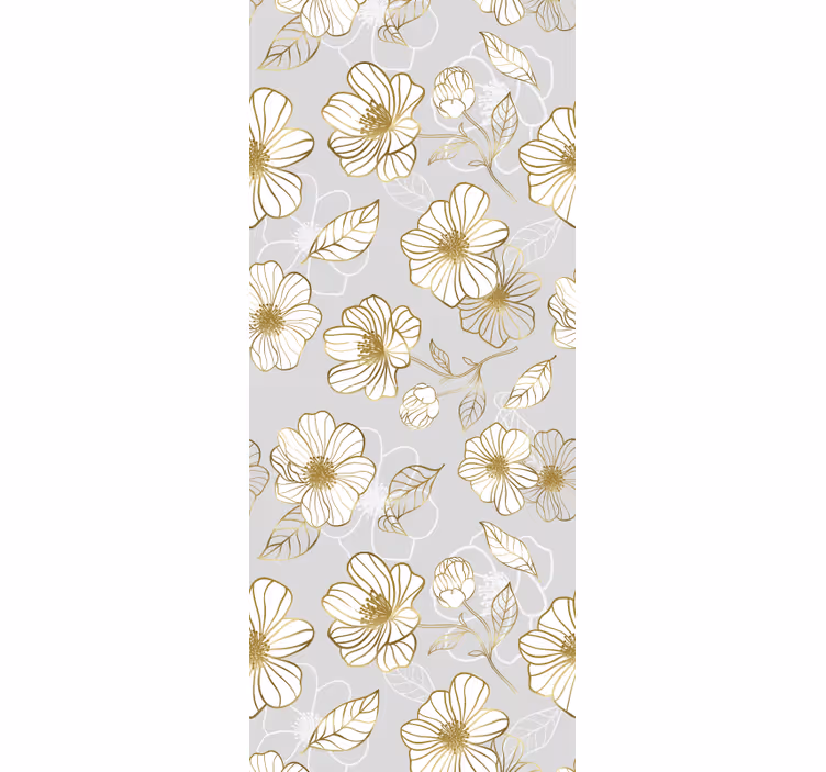 Golden and white flour flower wallpaper - TenStickers