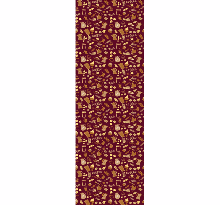 Coffee text and icon pattern kitchen wallpaper - TenStickers