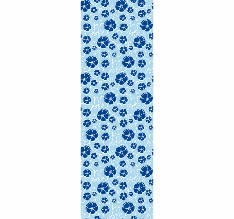 Blue Floral Tiles floral wallpaper - TenStickers