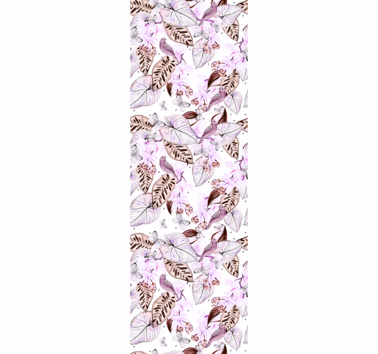 Butterfly Botanical Motif leaves wallpaper - TenStickers