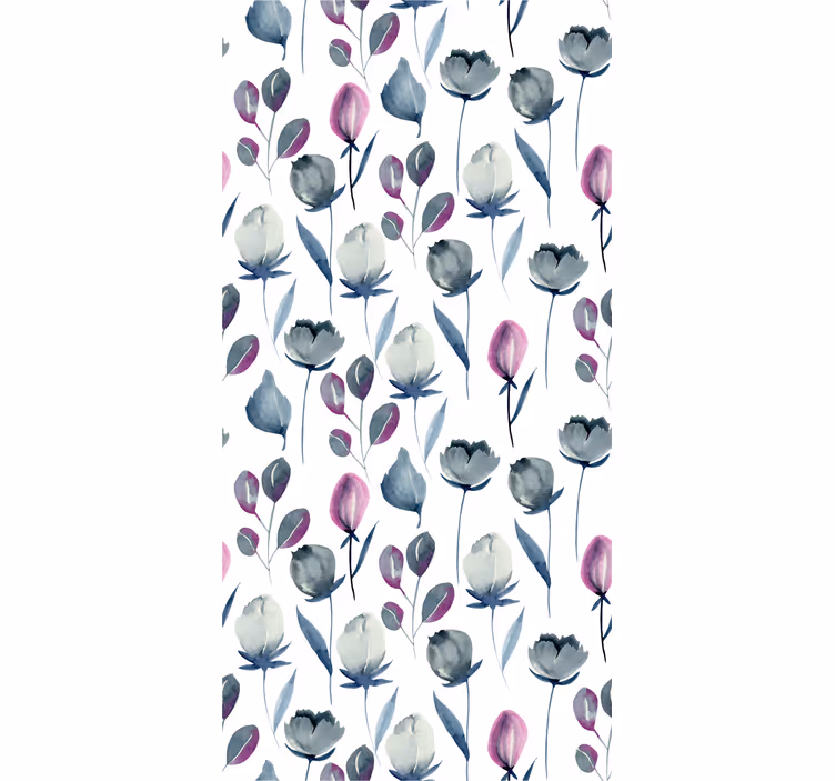 Elegant indigo blue floral pattern wallpaper - TenStickers